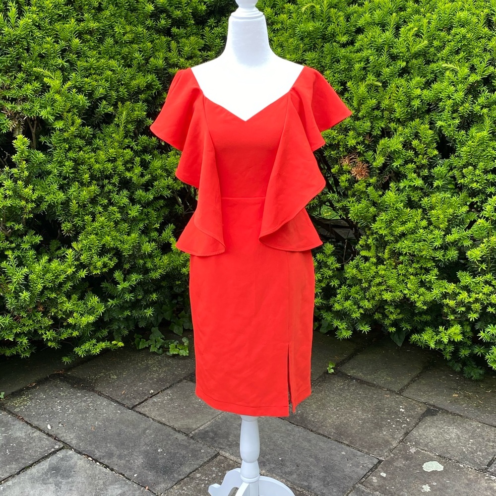 Gorgeous Red Ruffle Peplum Dress**Small $345